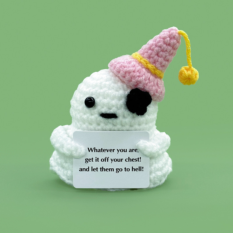Wholesale and customization of white ghost-shaped crocheted dolls, plush toys and trendy toys pic 22