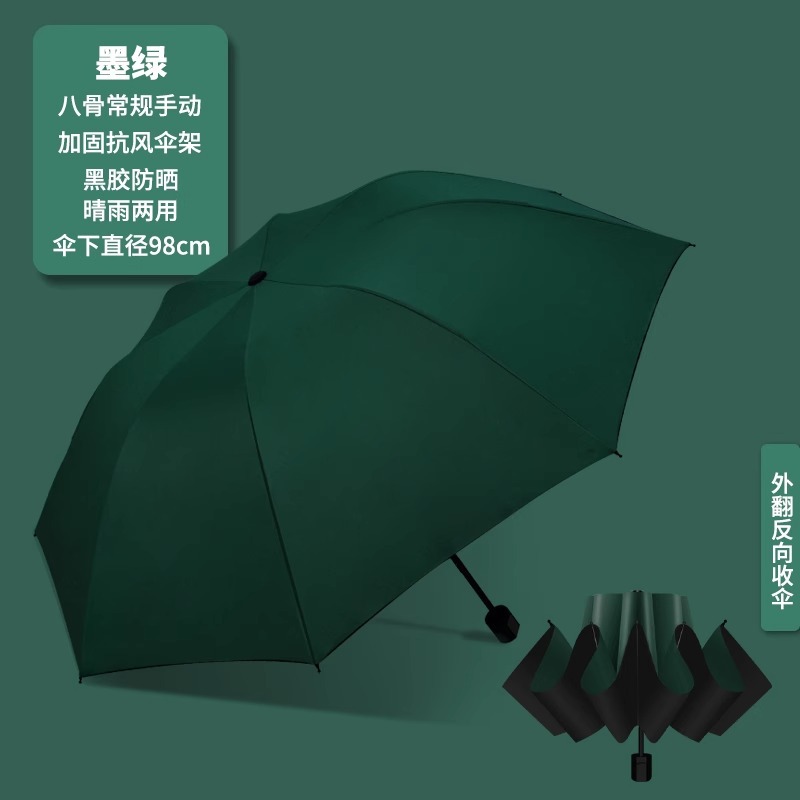二十四骨黑胶雨伞全自动商务加固防风防晒折叠伞高级感LOGO太阳伞详情25