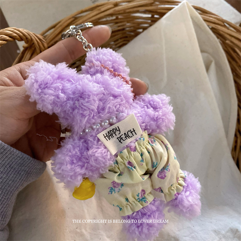 韩国新款珍珠碎花裤子扭扭棒小熊挂件 甜美可爱龙虾扣包包挂饰女详情22