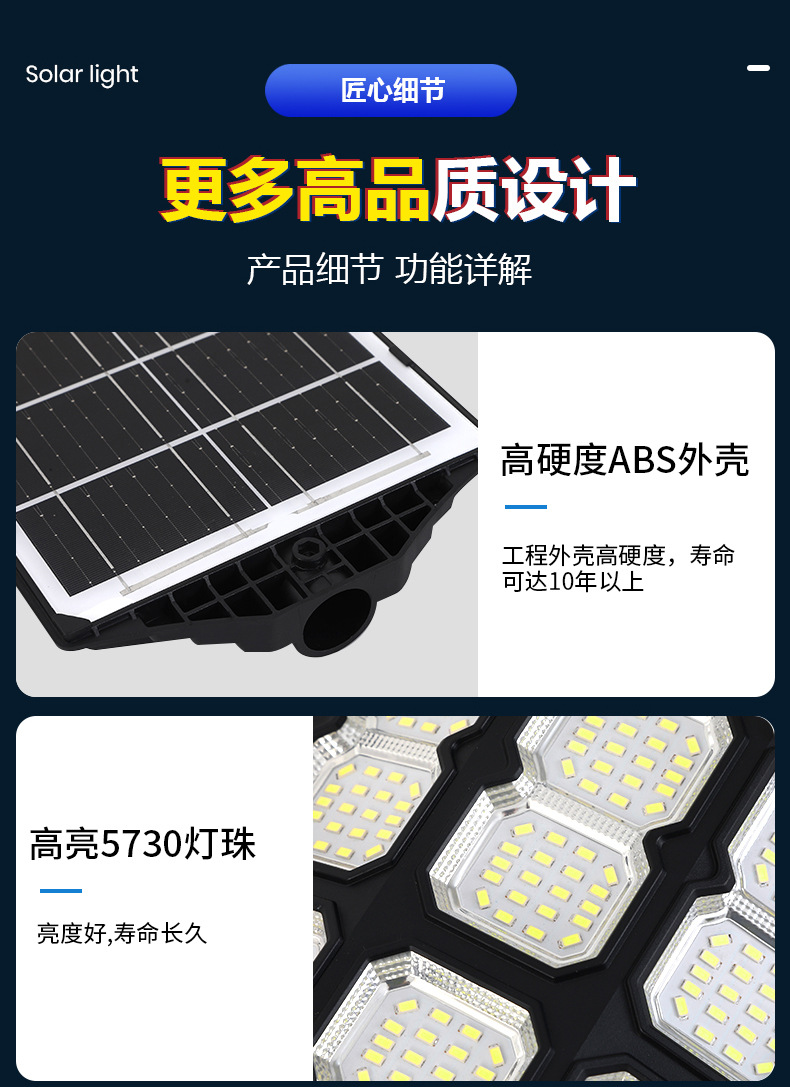 Solar integrated street lamps, high-power light-controlled radar sensor outdoor garden lamps, household environmentally friendly and energy-saving solar lamps pic 16