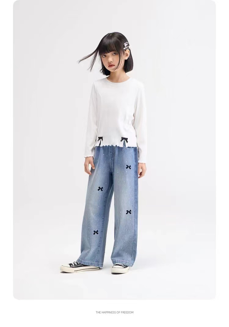 女童春装牛仔裤2025春秋季新款儿童蝴蝶结童装裤子休闲百搭直筒裤详情14