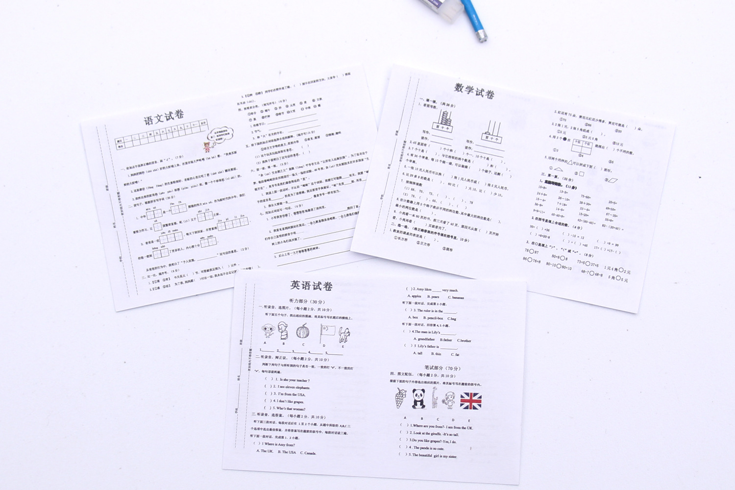 微缩迷你仿真试卷考卷 Dollhouse娃娃屋 教室生活场景袖珍diy摆件详情4