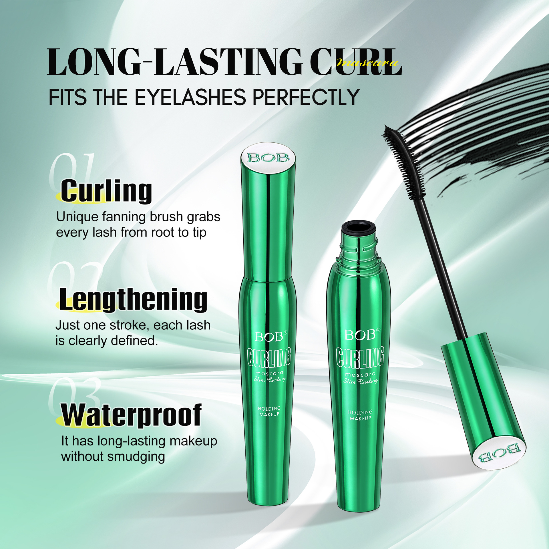 Cross-border BOB export, Thailand, Bangladesh, best-selling 3D stereoscopic thick and charming mascara, thick and curly makeup pic 3