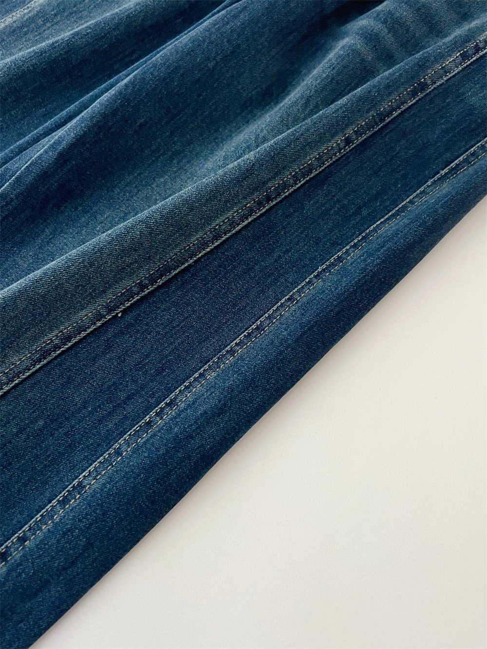 复古时髦高腰斜裁宽松显瘦百搭弹力直筒宽松微喇叭牛仔裤G031612详情22