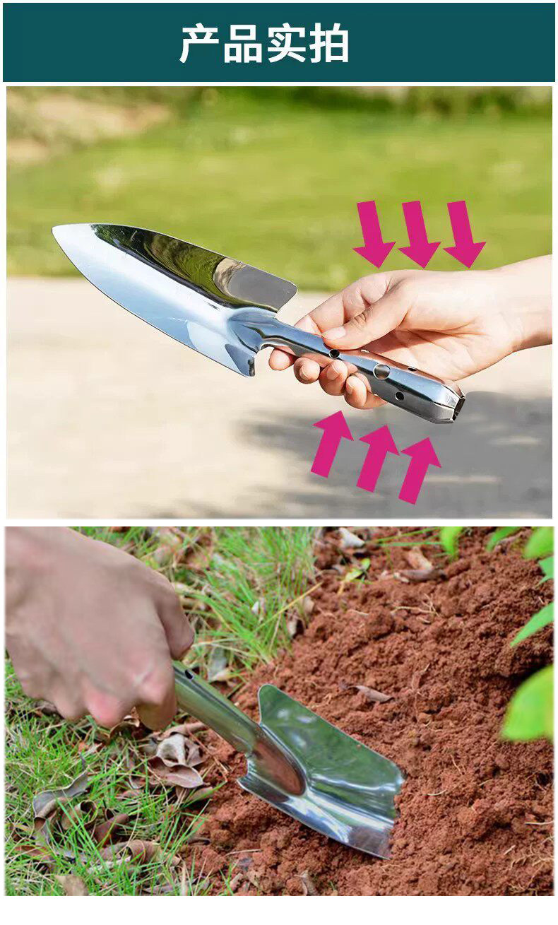 Stainless steel small shovel, gardening and garden tools, shovel, succulent planting, flower and vegetable planting, outdoor soil digging, flower shovel pic 11