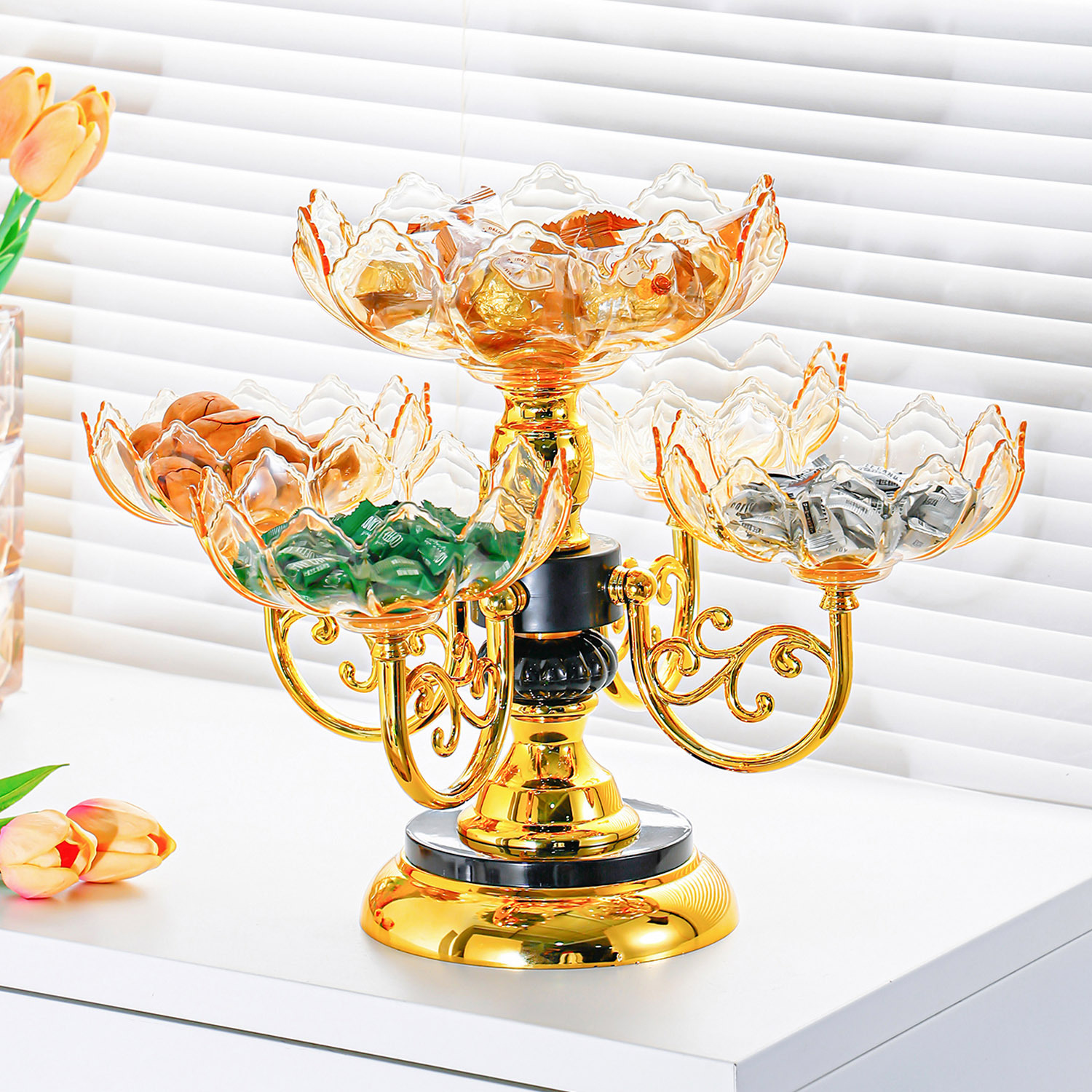 高颜值欧式网红水果盘家用客厅茶几现代创意多层轻奢风零食糖果盘详情1