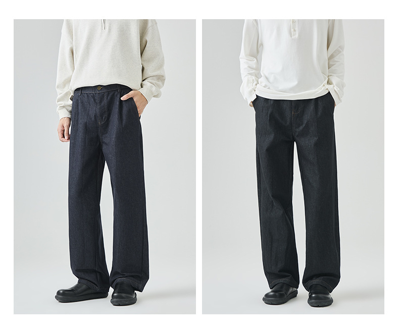 APO男装|跨境牛仔裤男款美式高街秋季潮牌痞帅宽松直筒休闲长裤子详情4