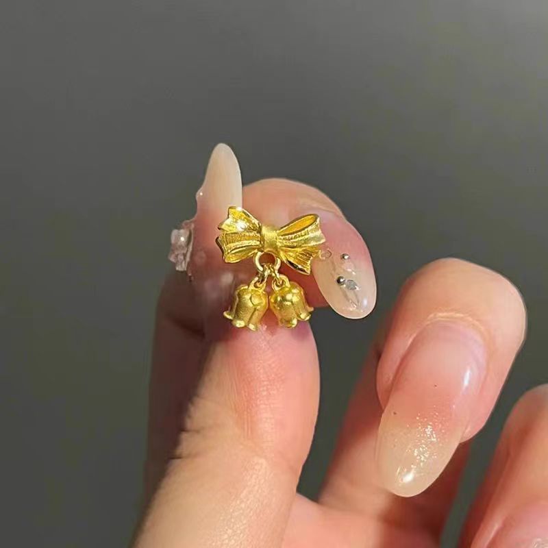 铜镀金在逃公主蝴蝶结铃兰花耳钉女时尚潮流高级感流行耳饰耳坠详情3