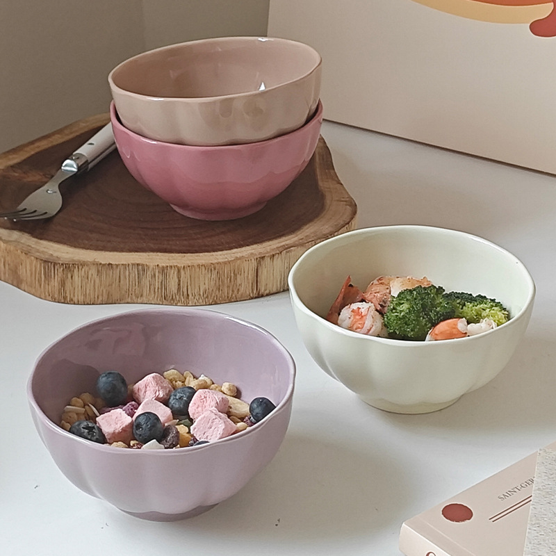 This bowl features a high-quality appearance, glazed rice bowl, underglaze color, high-end tableware, creative ins style, home and restaurant wholesale dessert bowl pic 9