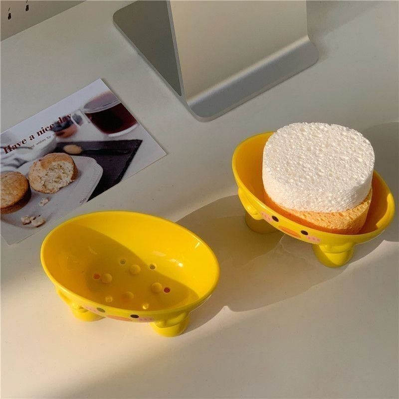 Soap box, home cute cartoon bathroom soap box, draining little yellow duck soap box, thickened storage rack for dormitory pic 6