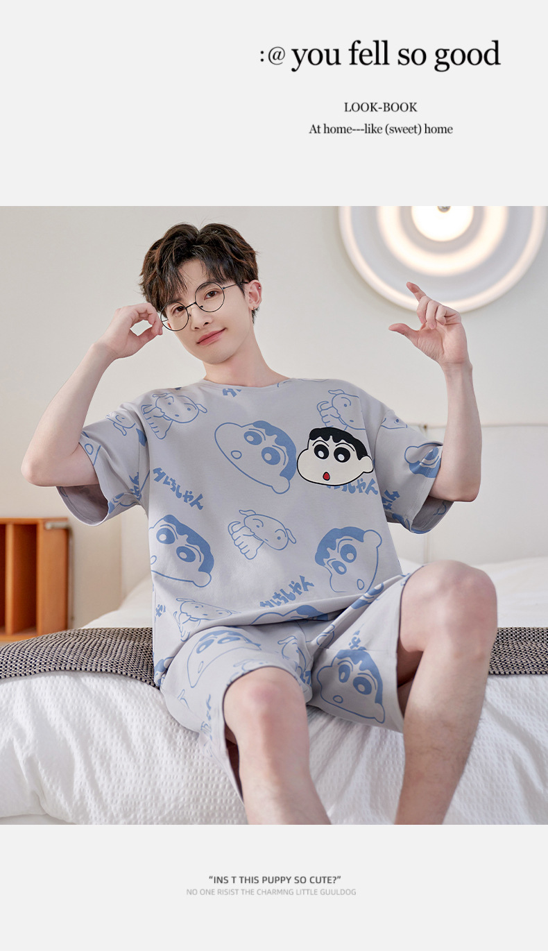 薄款200斤加大码睡衣男士款夏季短袖卡通青年夏天舒适家居服套装详情10