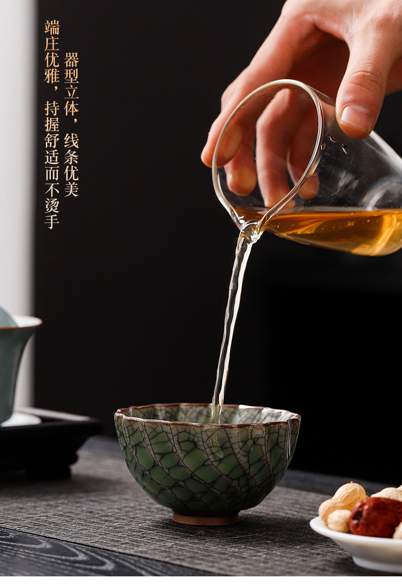 哥窑主人杯陶瓷品茗杯单杯功夫茶具茶碗冰裂纹开片可养茶盏家用杯详情6