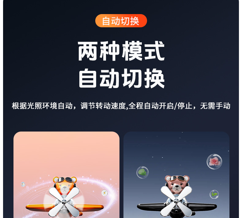 Vehicle-mounted solar-powered rotating helicopter, vehicle-mounted glasses, dog aromatherapy, car perfume, ornaments, in-car aircraft aromatherapy pic 7