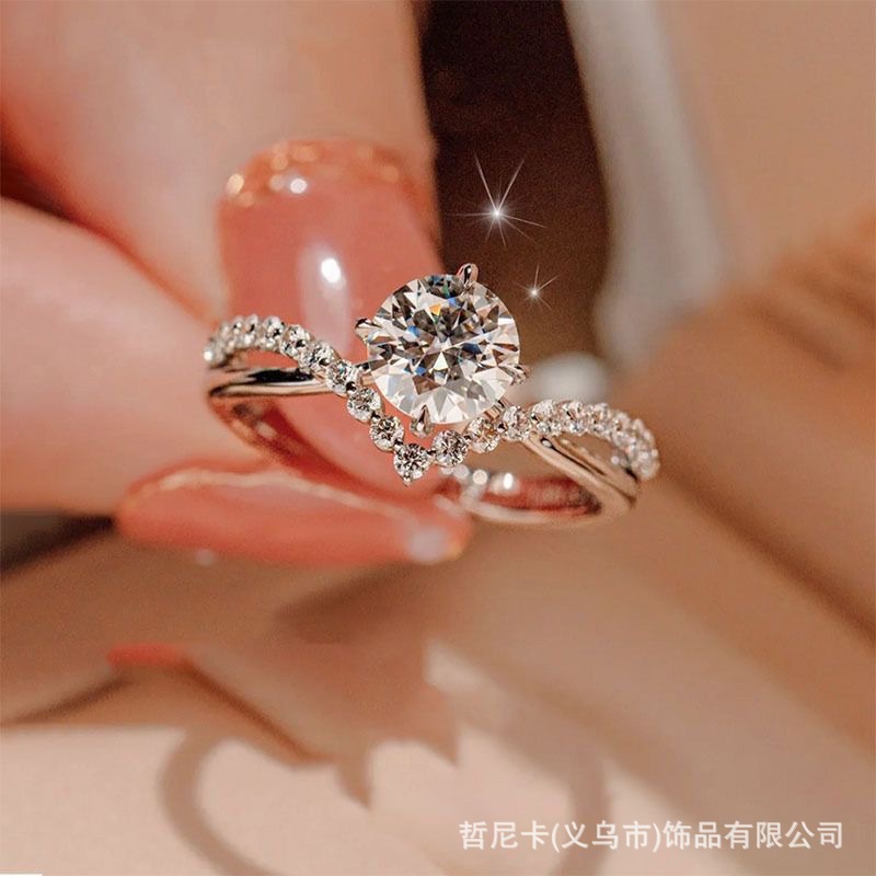 新款奢华婚戒钻戒情侣款对戒结婚戒指时尚简约活口可调节直播推荐详情10