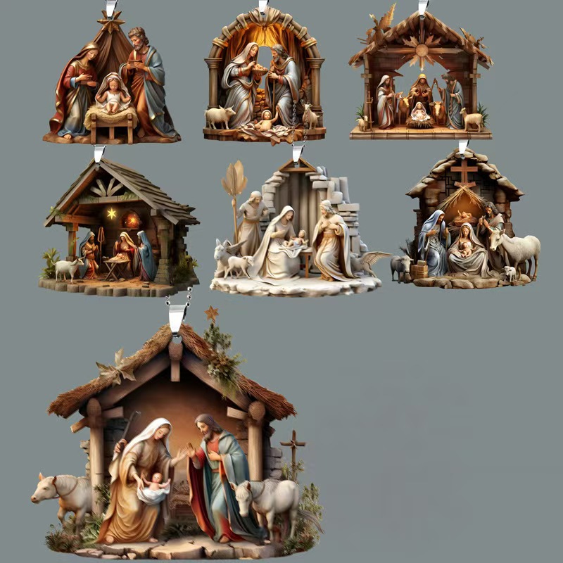 Christmas cross-border best-selling gifts: Acrylic decorative pendants, car interior rearview mirrors, home hanging items, Jesus pic 6