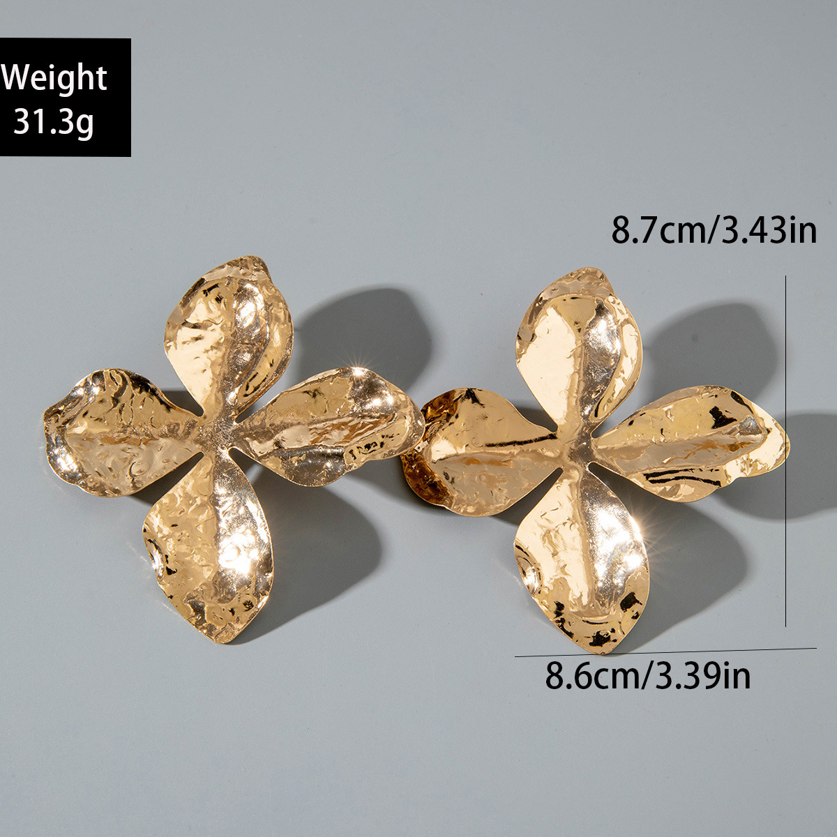 欧美跨境时尚几何设计感褶皱花朵耳环 小众镶珍珠高级感耳环耳饰详情7