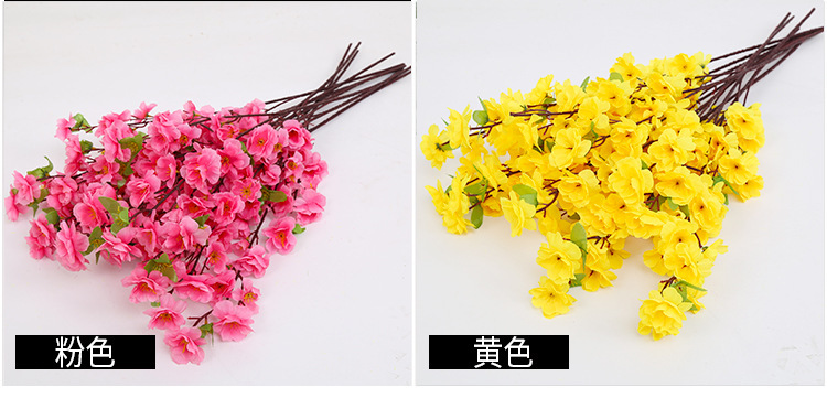 仿真桃花枝假梅花樱花枝客厅装饰绢花塑料花工程造景干花植物详情9