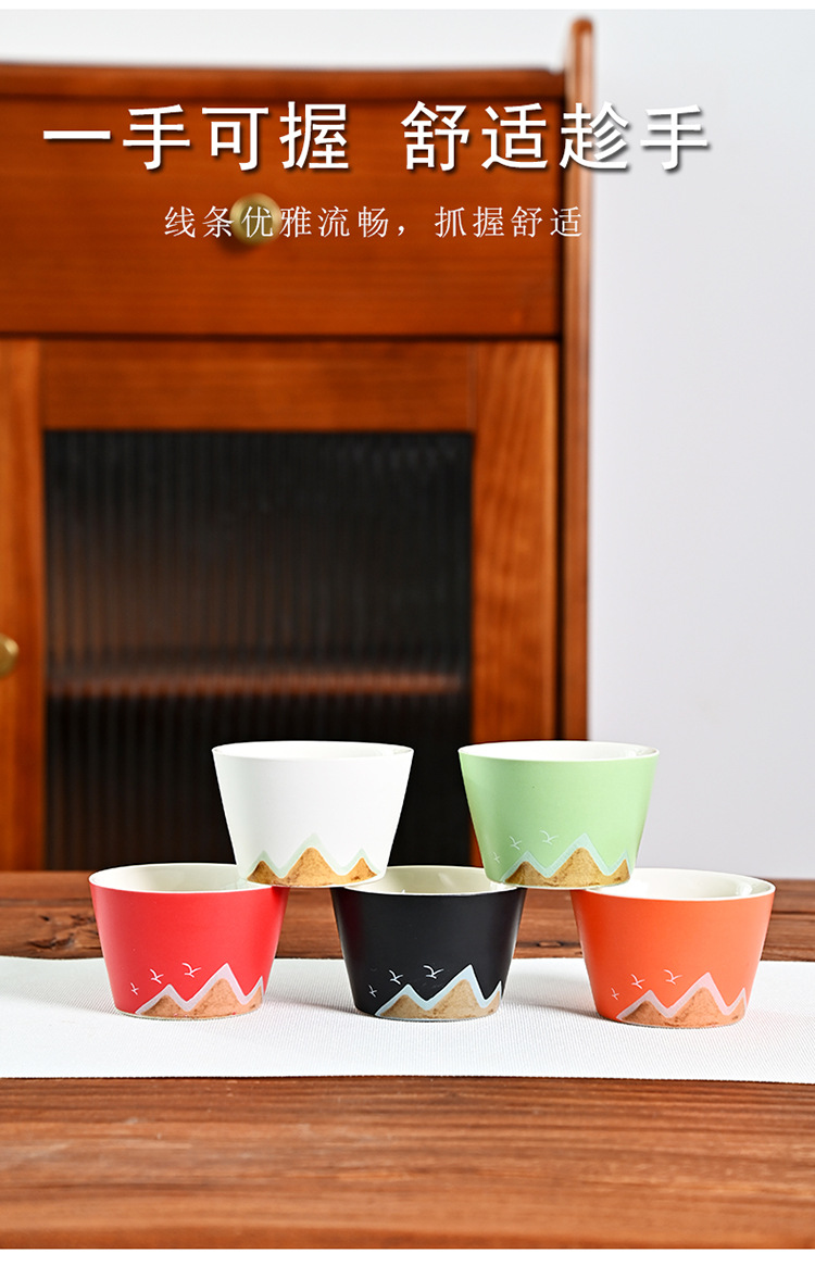 New Chinese-style five-color cups, thousand-mile river tea cups, ceramic tea sets, tea tasting cups, complete set of business small gifts pic 3