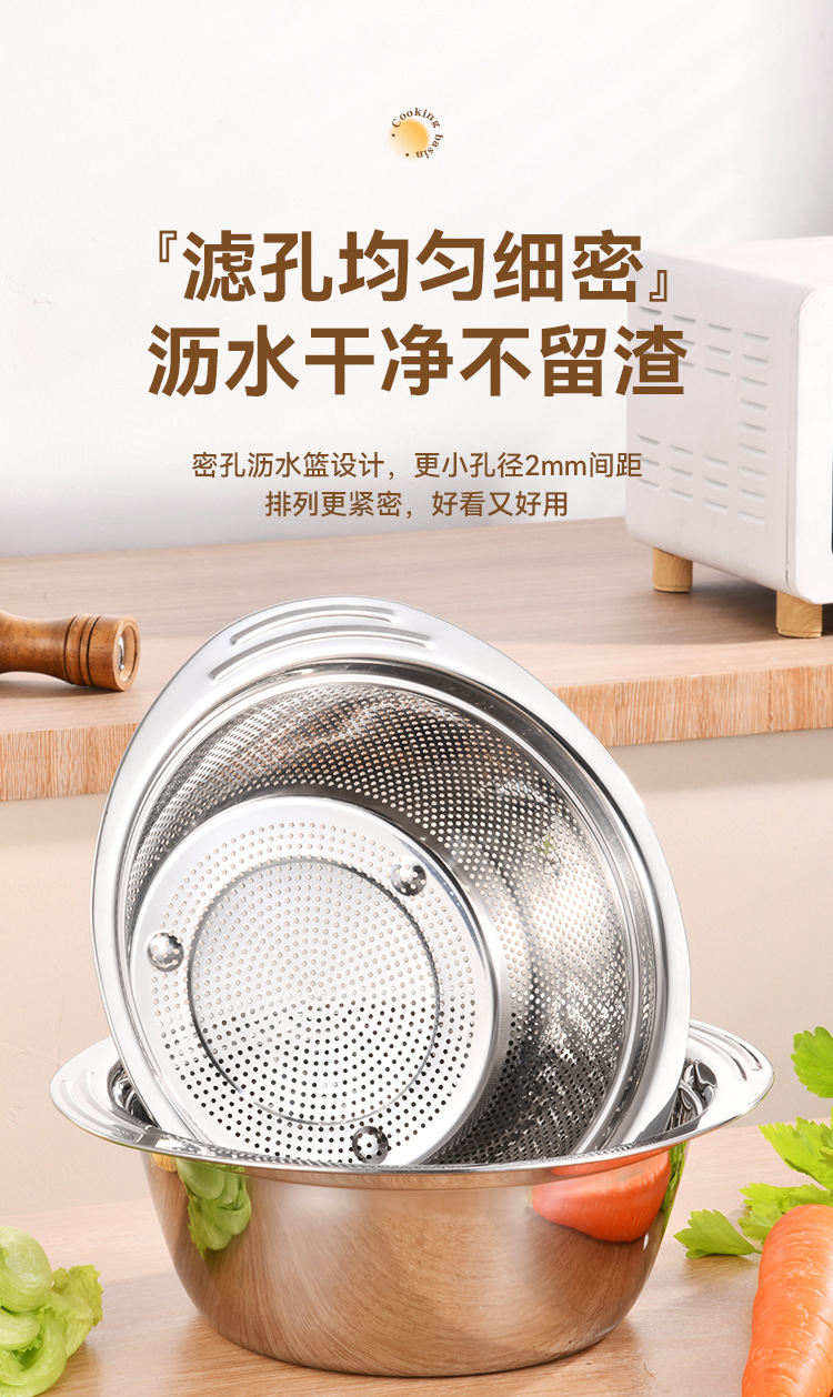 乐氏不锈钢盆筛超洁1 2洗米筛多功能沥水盆筛商用菜篮沥水篮新款详情7
