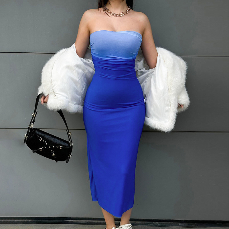 Slim sexy bra gradient medium and long style dress详情12