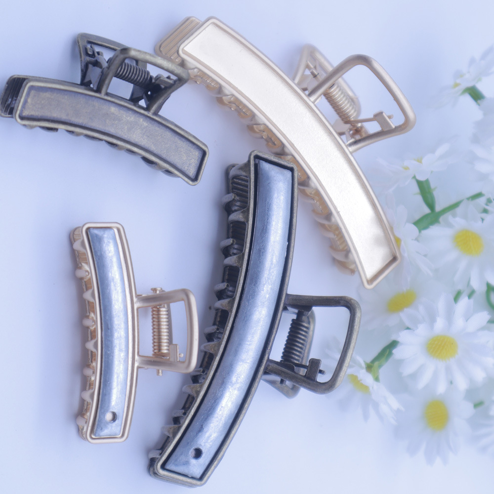Zinc alloy semi-bent grab clip, ponytail clip, fine leather veneer, intangible cultural heritage Song brocade hair accessory, diy jewelry accessory wholesale pic 5