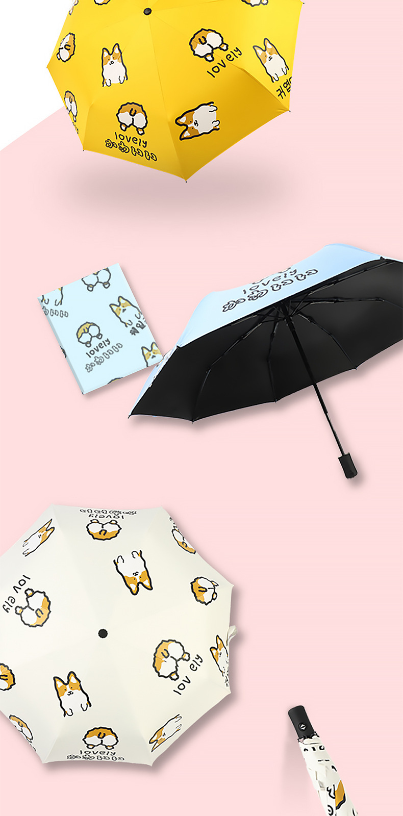 Wholesale thick vinyl umbrellas, cute folding umbrellas, cartoon sunshades, sun protection and UV-blocking sun umbrellas pic 4