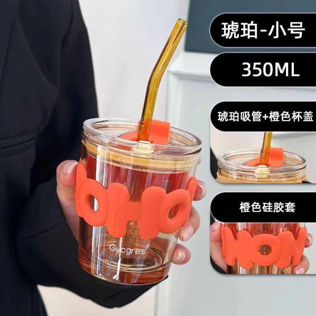 咖啡杯子ins高颜值女剩情侣玻璃杯学生大容量喝水杯吸管杯随手杯详情7