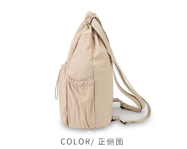 新款轻便束口抽绳双肩背包韩系大容量户外通勤休闲可折叠双肩包详情33