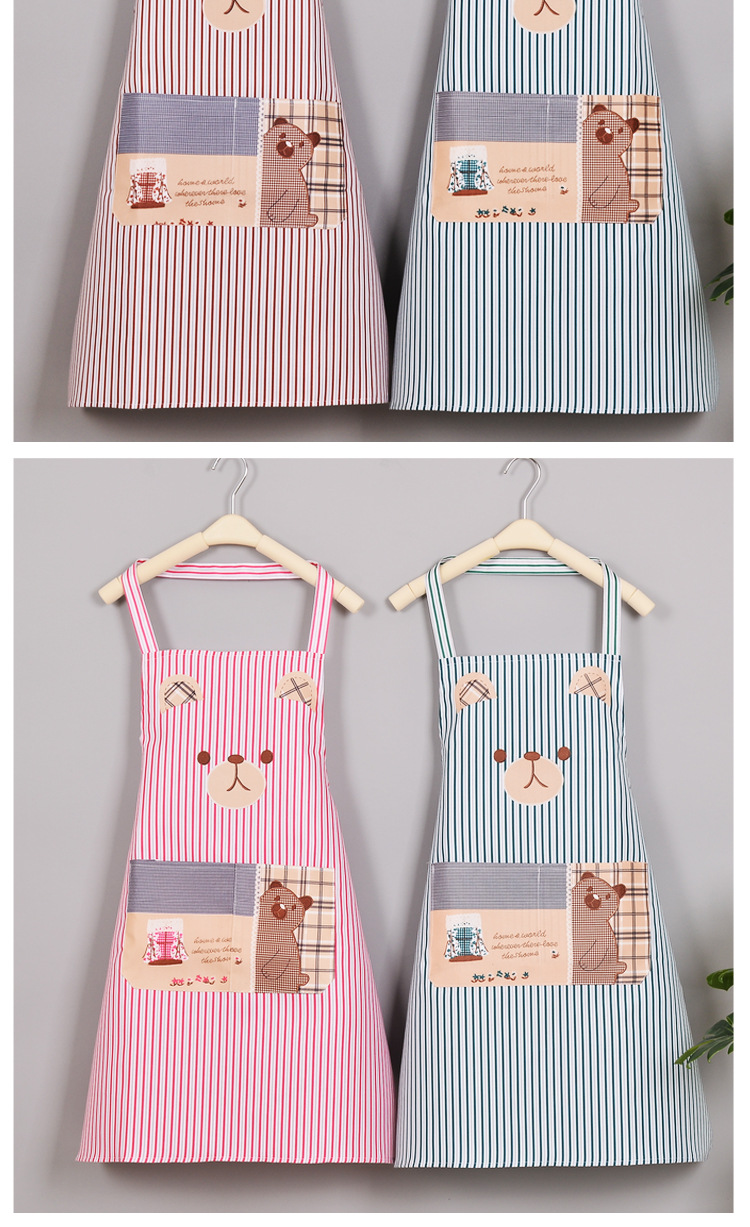 Korean cartoon neck-hanging apron bear waterproof, stain-resistant, oil-resistant and wear-resistant shoulder strap apron kitchen home cooking sleeveless baking waistband pic 11