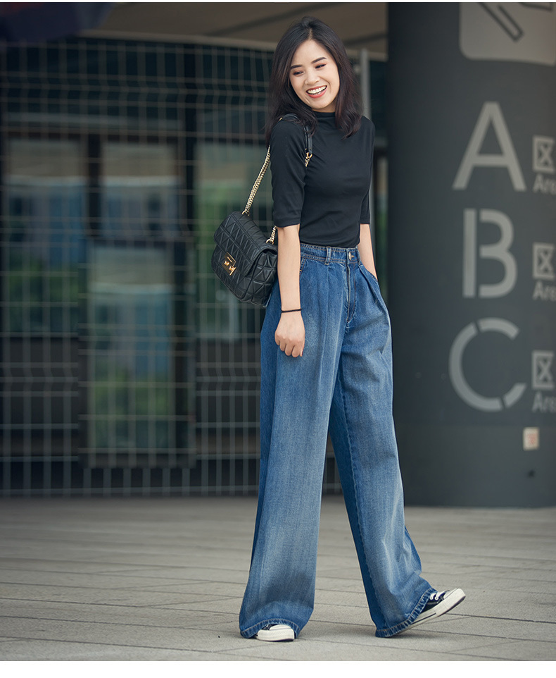 阔腿牛仔裤女高腰拖地重工洗水撞色直筒显腿长盖脚面宽松3025详情19