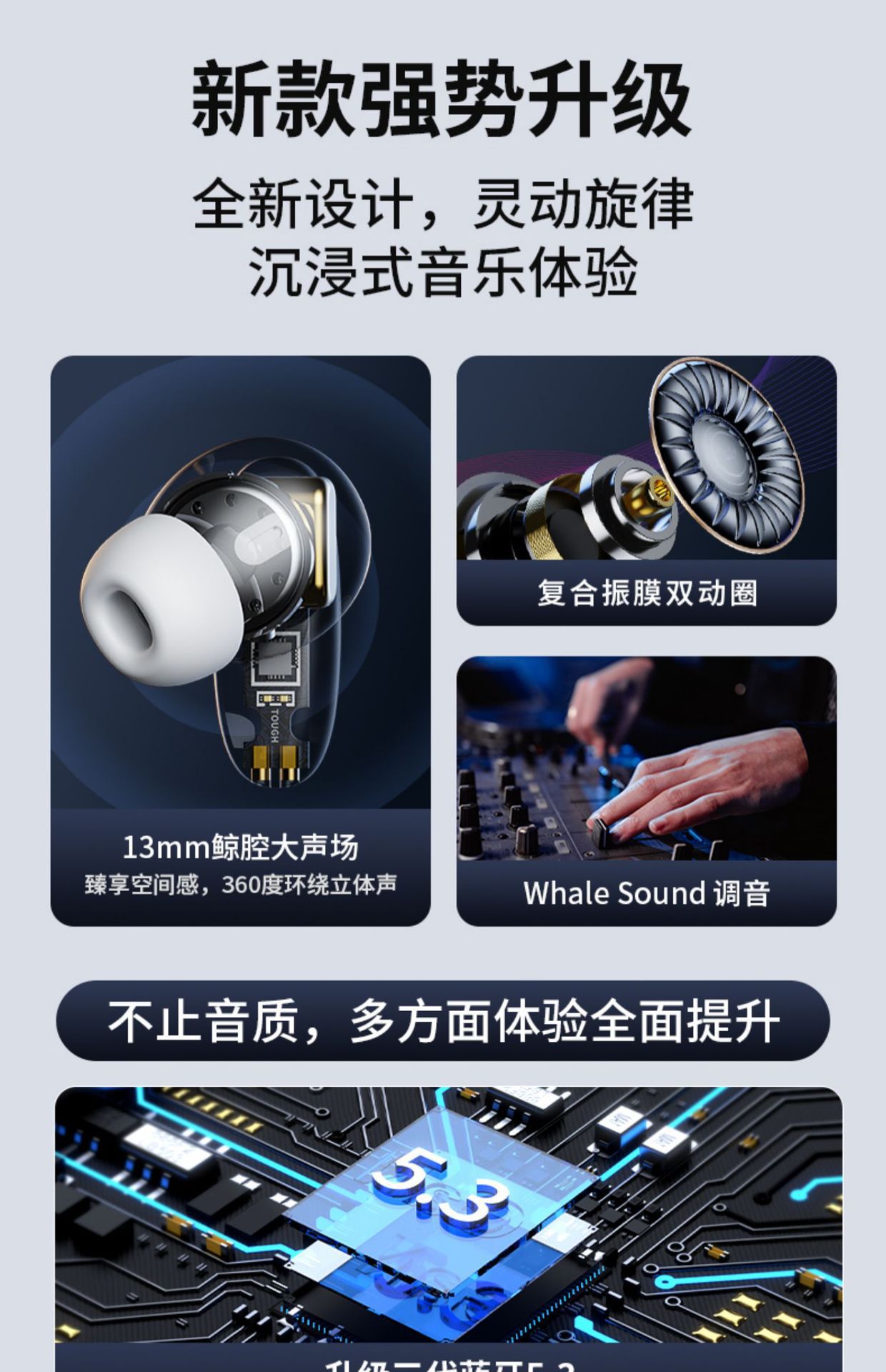 Cross-border Bluetooth headphones are suitable for Huawei, Android and Apple devices. They are mini, low-frequency and high-quality headphones that can be worn for a long time without pain pic 2