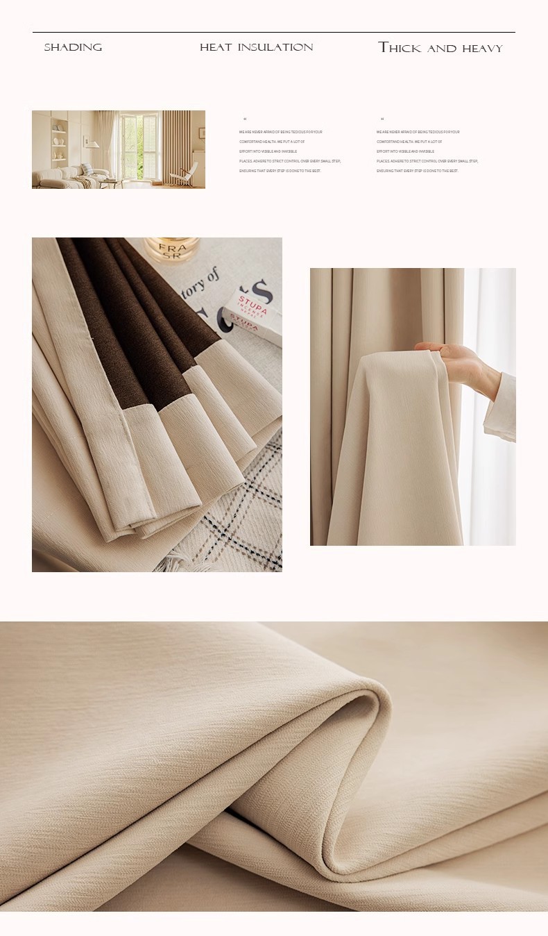 全遮光雪尼尔窗帘客厅卧室法式奶油风窗帘定制绍兴轻奢窗帘布批发详情18