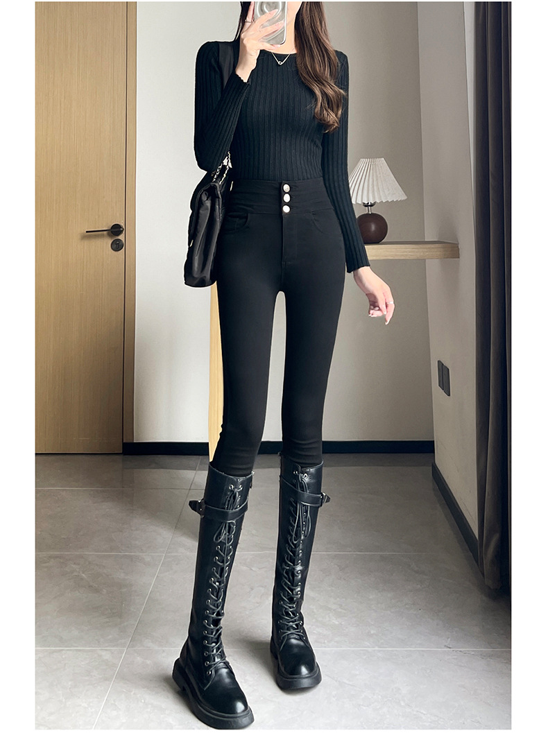 黑色打底裤女外穿春秋款薄款高腰显瘦百搭紧身弹力铅笔小脚小黑裤详情31