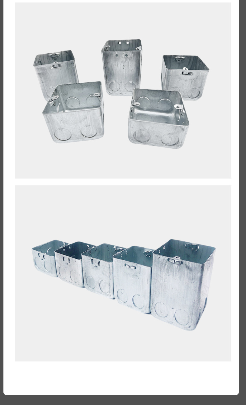 Wholesale stretch junction box, metal stretch box, galvanized welded wiring base, octagonal lamp head, outer ear, ribbed switch box pic 8