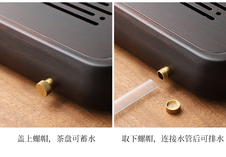 Wholesale of household small water storage trays, draining tea tables, simple rectangular bamboo tea sets, large and small sizes pic 33