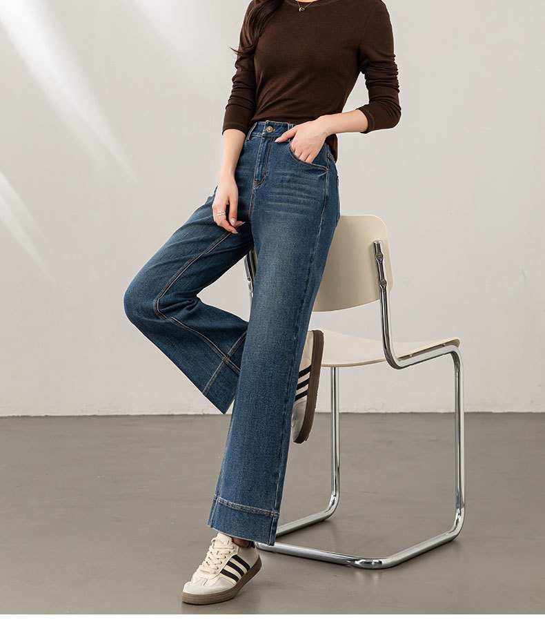 鑫阁复古九分牛仔裤女秋季四面弹百搭秋新款小个子宽松直筒阔腿裤详情25