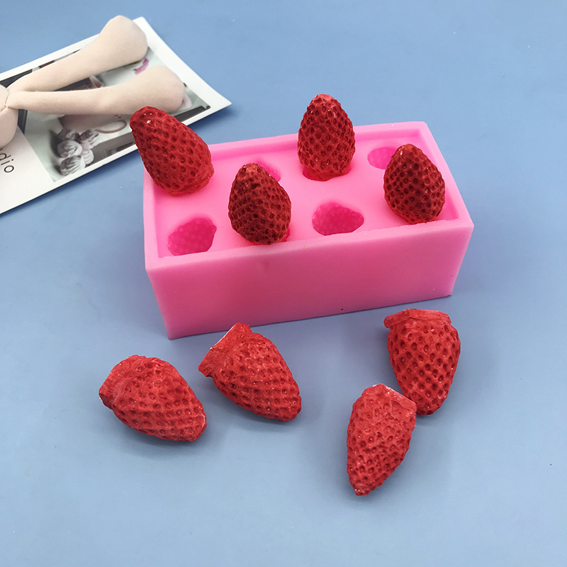 12-piece strawberry silicone mold ice cream chocolate resin hand-drip glue strawberry scented candle silicone mold pic 2