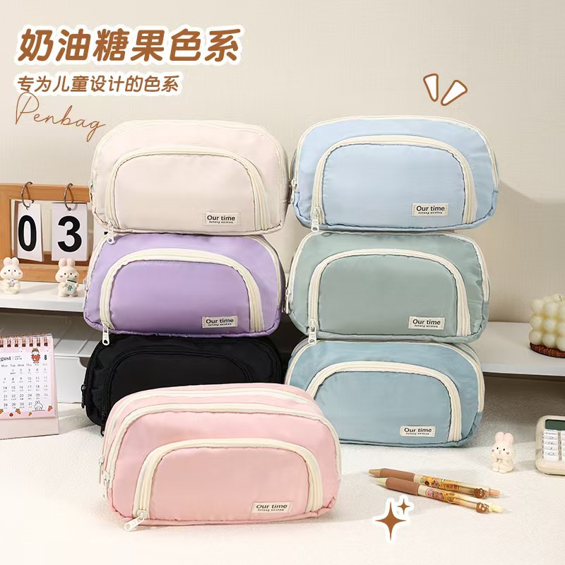 新款大容量笔袋斜开口文具袋铅笔盒日系详情1