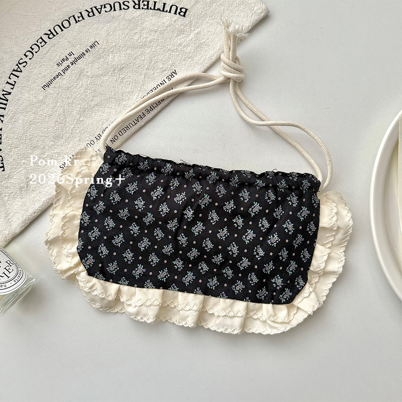Spring Korean-style small floral fabric handmade bags, ins children's ruffled crossbody bags, lace casual bags and accessories pic 12