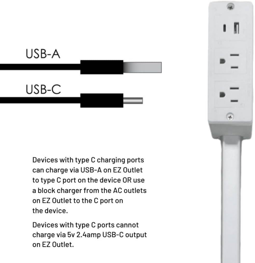 电源插座扩展器配备USB-AUSB-C接口及2个AC插口可延伸至27.56英寸详情2