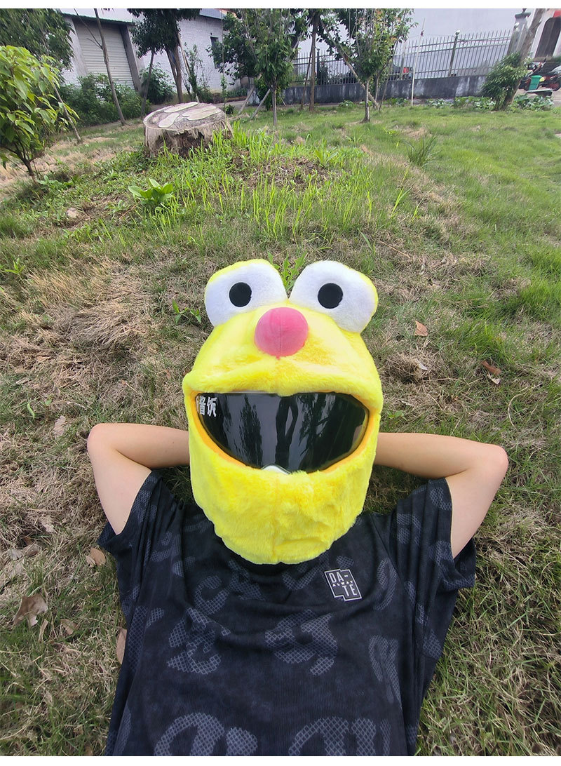 Helmet cap protective cover, big-eyed monster motorcycle, motorcycle, personalized cartoon plush head cover, frog riding, mask removal for warmth pic 16