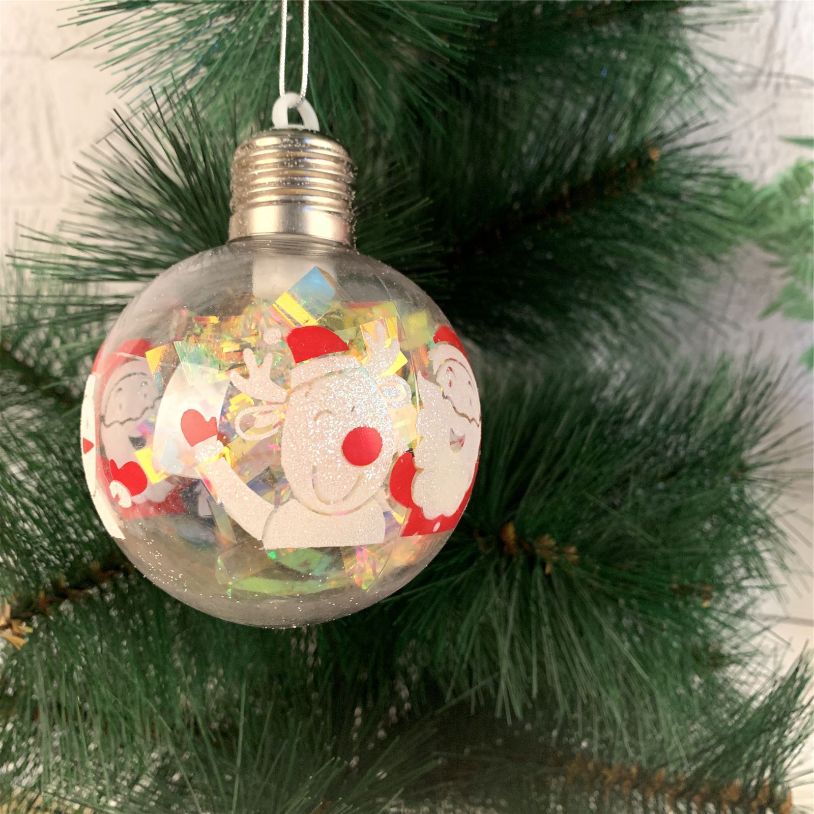 Navidad nuevo estilo con luz bola de navidad transparente comercio exterior colgante árbol de navidad decoraciones de ventana de navidad bola transparente pic 12