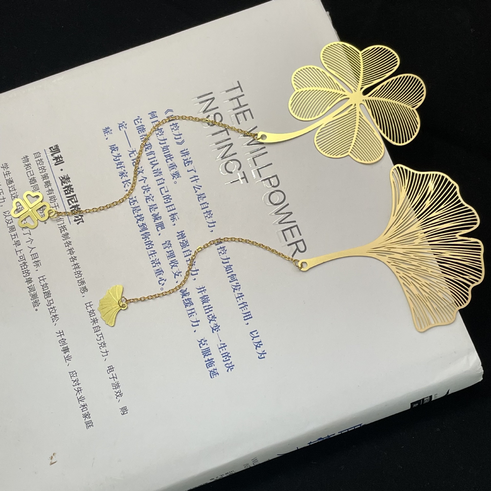 Exquisite ancient-style metal hollowed-out tree leaf vein bookmark, chain pendant, book holder, clear and simple, student gift, beautiful bookmark collection pic 8