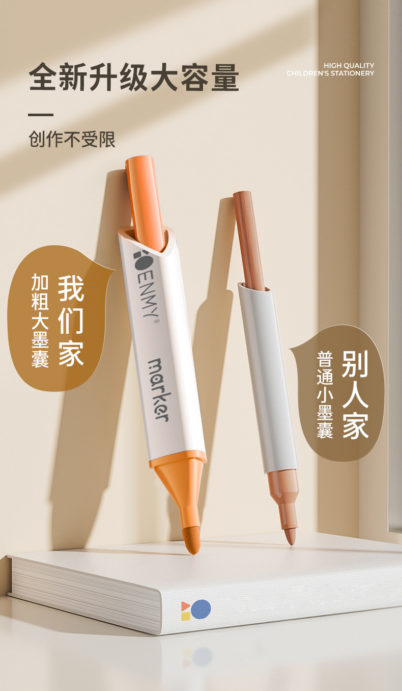 恩米丙烯马克笔儿童学生专用马克笔不透色可叠色水性画画批发套装详情5