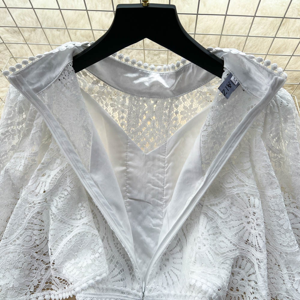 European-style lace dress with a thousand gold pieces, embroidered and hollowed-out design, and lotus leaf sleeves, exudes a high-end and elegant princess style pic 12