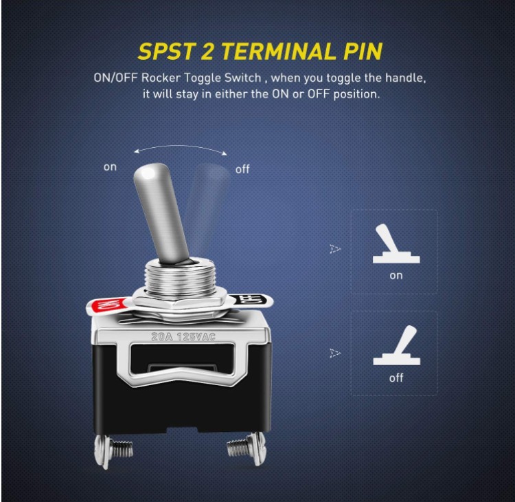 KN3(C)-101A car joystick toggle switch 20A two-pin self-locking power button switch with waterproof cover pic 3