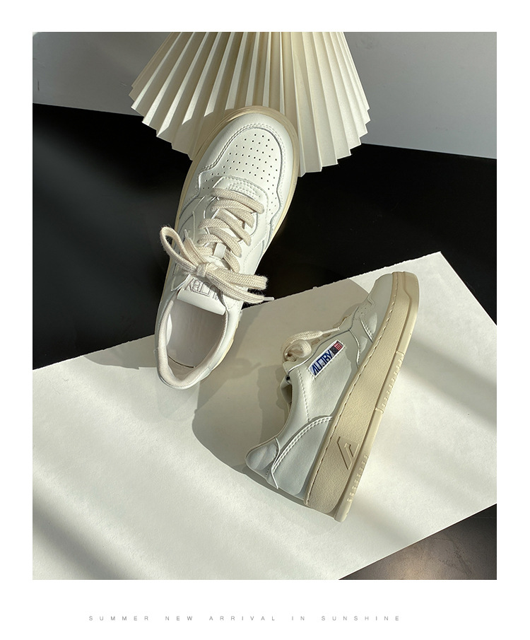 真皮厚底小白鞋女2025新款韩国小众百搭系带德训鞋休闲运动板鞋潮详情10