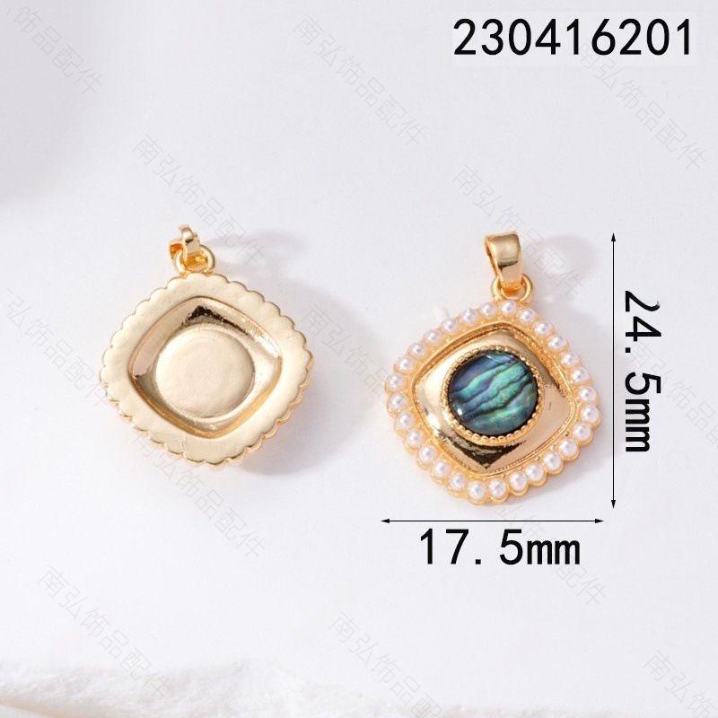 European and American cross-border square fashionable pendant inlaid with shell pearls, niche design, elegant and versatile pendant chain for women pic 4