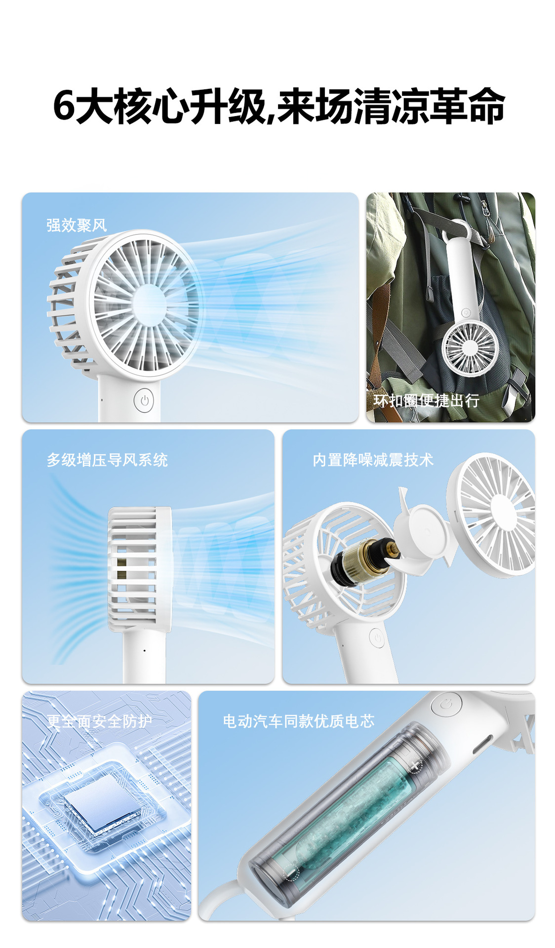 夏季迷你手持风扇礼品小风扇户外便携登山扣挂绳手提风扇厂家批发详情5