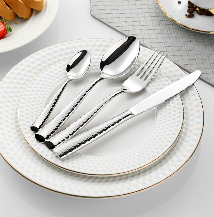 高档酒店餐厅精品锤纹西餐具全系列金色餐刀餐叉餐勺轻奢羽鳞系列详情13